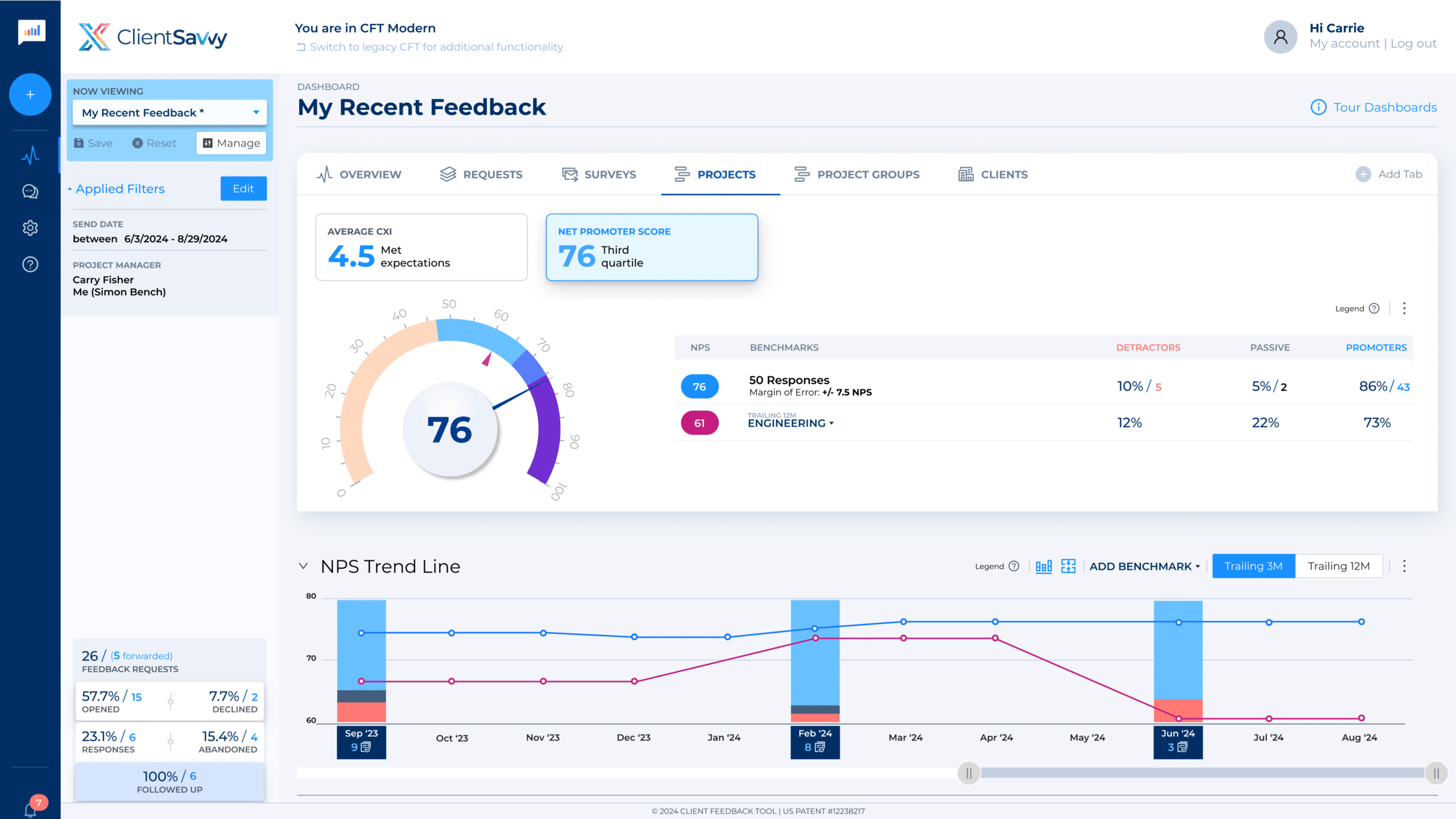 Client Savvy Dashboard - Net Promoter Score